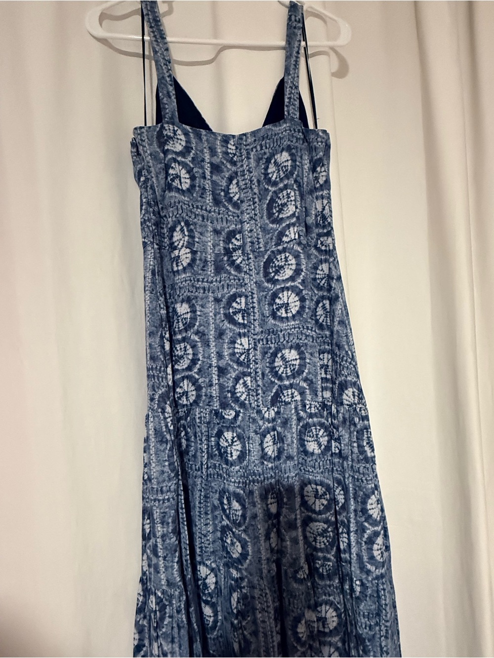 Lauren Ralph Lauren Indigo Batik Print Tiered Maxi Dress Size 8